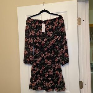 NWT Vici Off the Shoulder Dress in black/floral size small